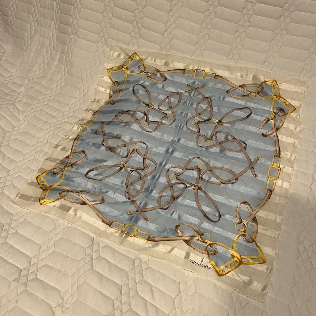 Trussardi Silk Scarf With Blue And Yellow Accents